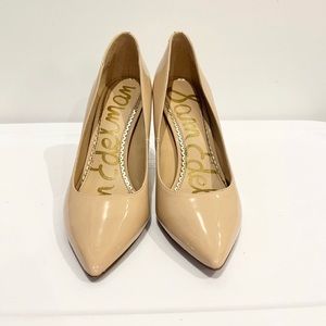 Sam Edelman Hazel Pointed Toe Pumps Beige Blush Patent 6.5
